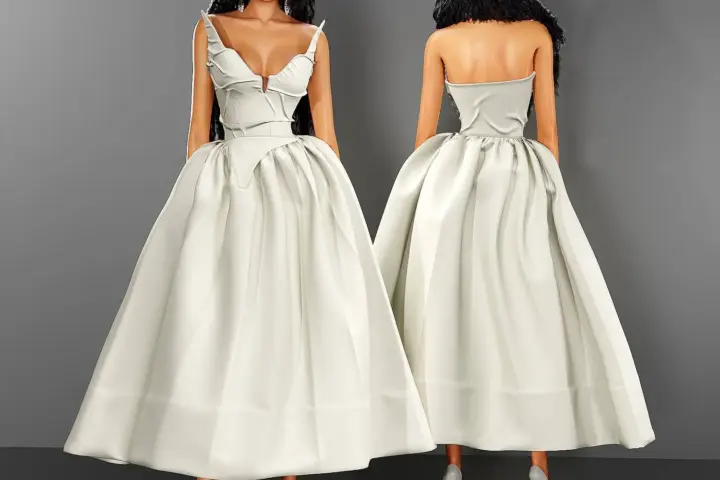 Strapless Draped Tulle Gown