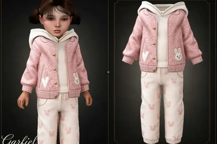Garfiel - Toddler - Cozy layered outfit with textured jacket and printed pants