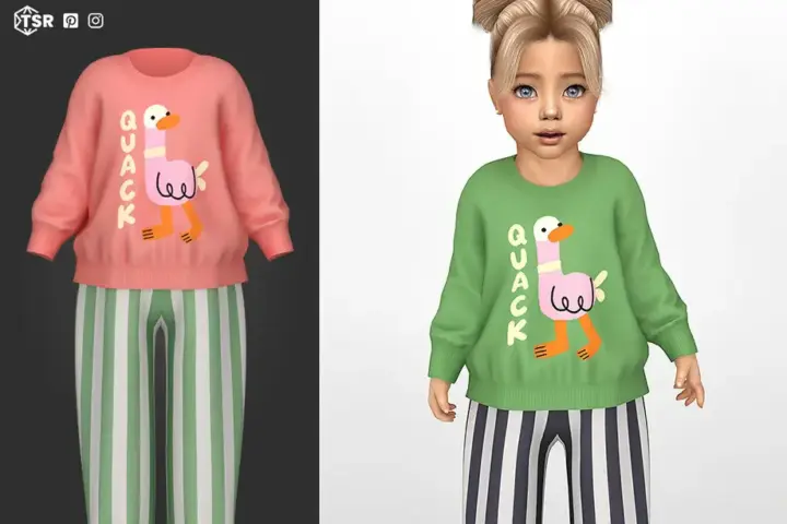 Arabella Outfit With Duck Sweatshirt And Striped Pants