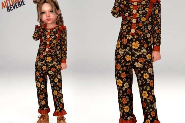 Layla - Toddler Ruffle-Knit Floral Romper (autumn reverie set)