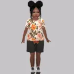 Toddler - Casual floral T-shirt set with comfy drawstring shorts