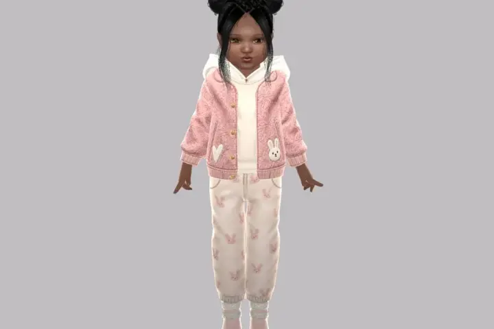 Toddler - Cozy layered outfit with textured jacket and printed pants