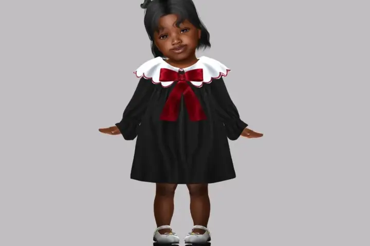 Infant - Vintage style dress with statement collar and bow