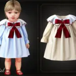 Infant - Vintage style dress with statement collar and bow