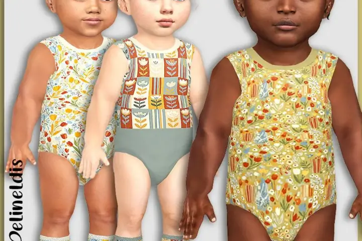 Infants Retro Floral Bodysuits