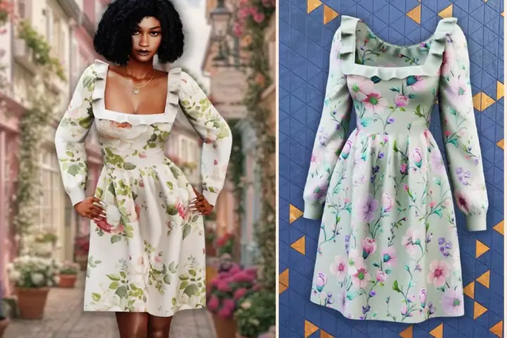 Ruffle trim floral dress
