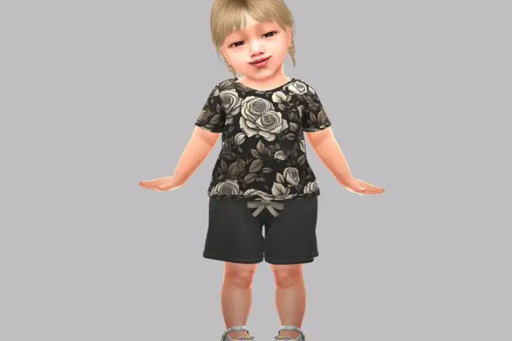 Infant - Soft floral T-shirt set with comfy relaxed shorts
