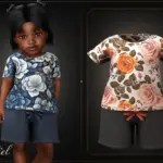 Infant - Soft floral T-shirt set with comfy relaxed shorts