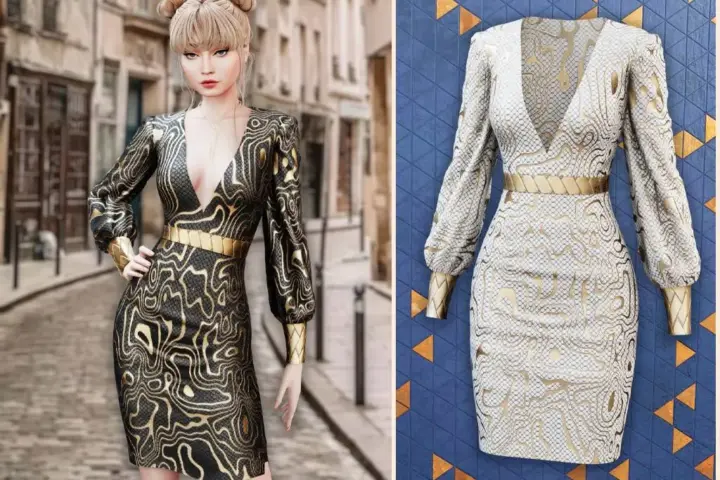 Metallic pattern bodycon dress