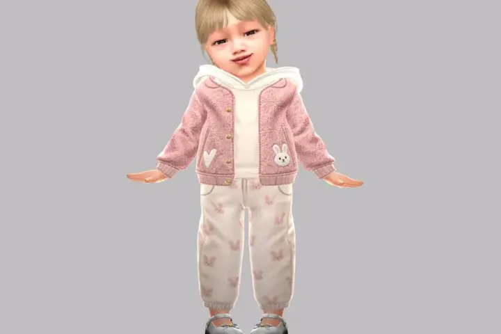 Infant - Cozy layered set with textured jacket and printed pants