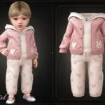 Infant - Cozy layered set with textured jacket and printed pants