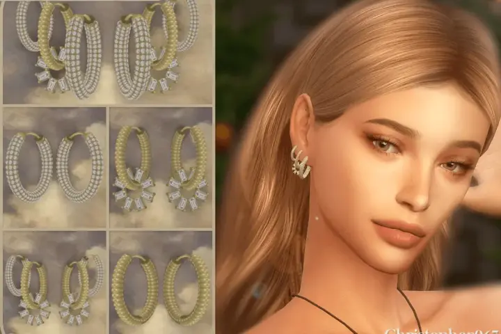 Visage Earrings Set - Diamond Charm Hoops Earring Stack