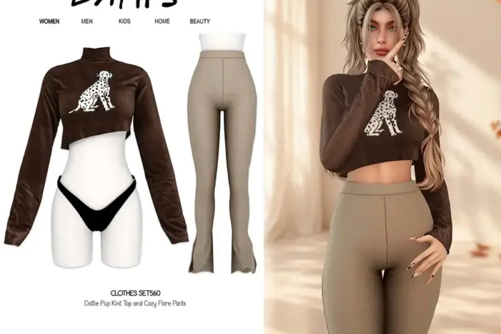 Dottie Pup Knit Top and Cozy Flare Pants