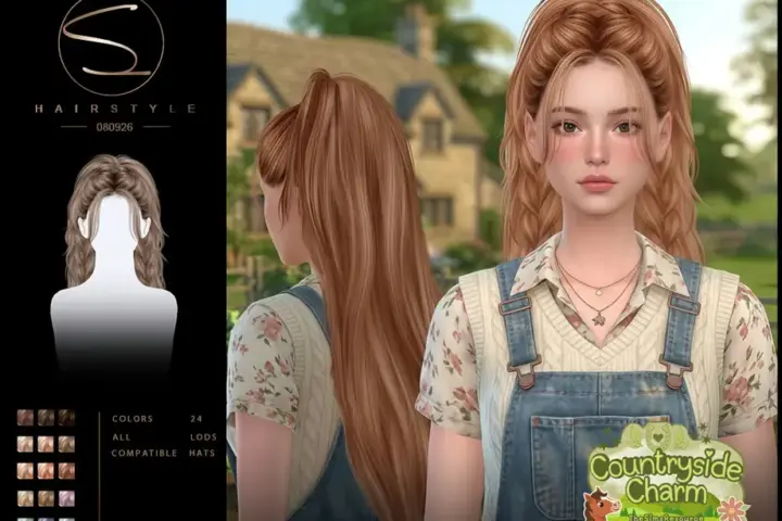 Прическа - S-CLUB Ponytail and double long braids hair Countryside Charm