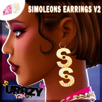 [AZHARMOONN X SENSASIMS] URBZ Y2K Simoleon Double Hoops