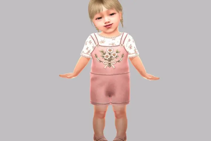 Infant - Sweet floral romper with layered top and bouquet detail