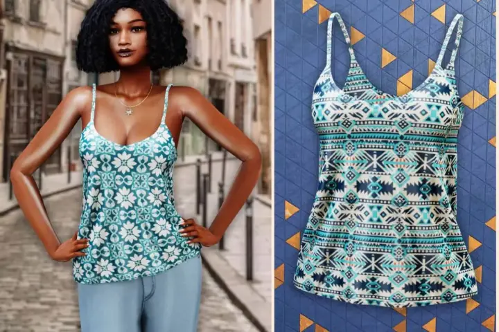 Printed scoop neck tank top