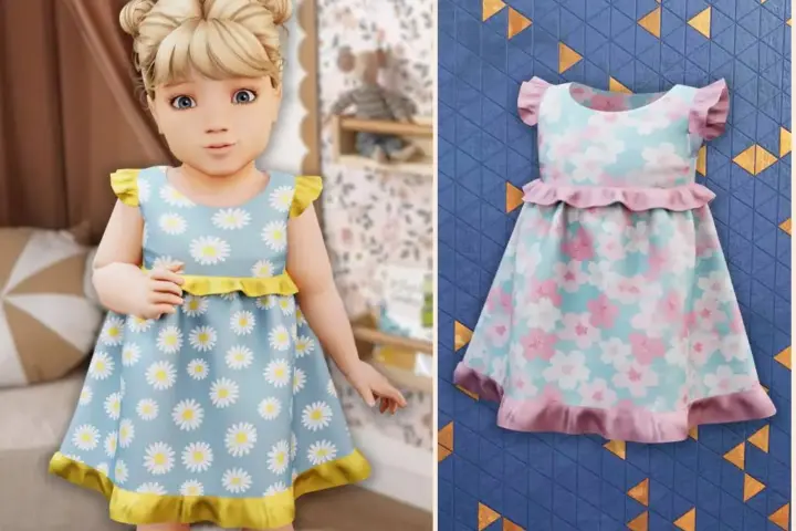 Infant - Ruffle trim floral dress