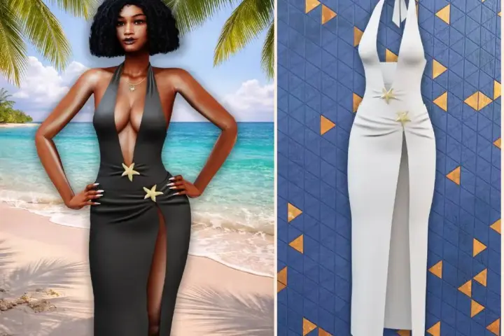 Starfish slit halterC cover up dress