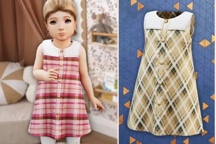 Toddler - Classic plaid dress with collar
