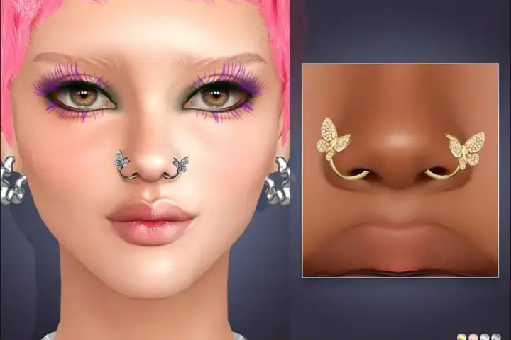 Butterfly Double Nostril Piercing V2