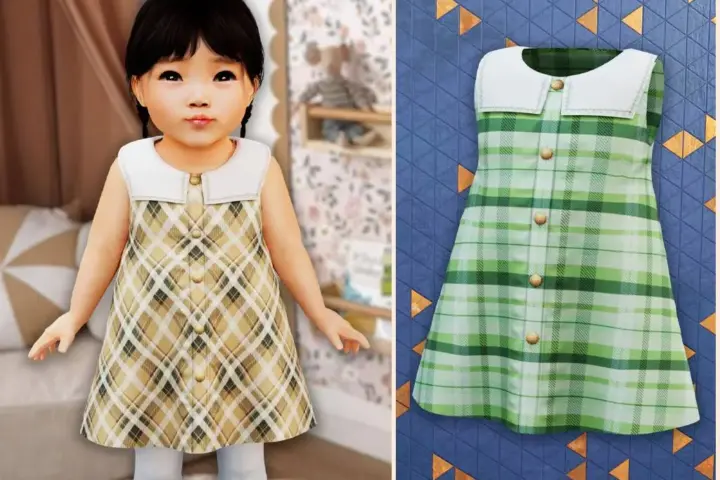 Infant - Classic plaid dress with collar