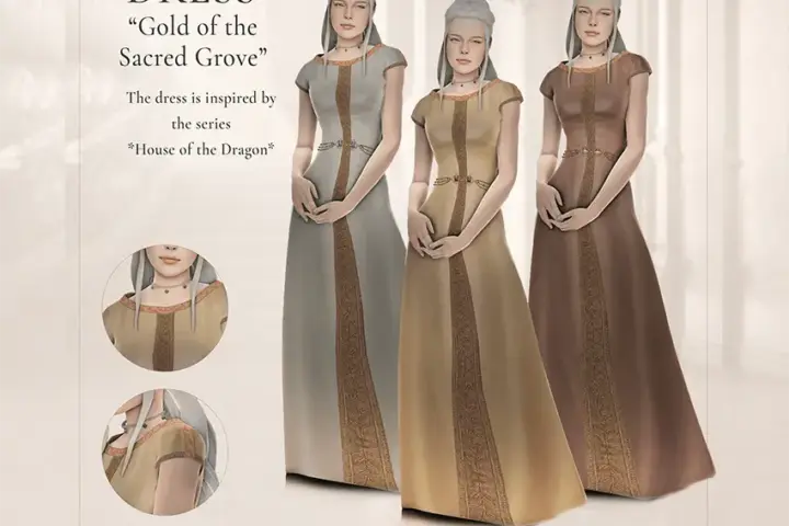 СС Medieval & Historical Dress — Rhaenyra Targaryen "Gold of the Sacred Grove" Dress