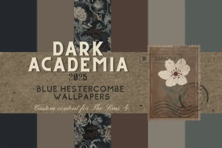 Sims4Luxury - Dark Academia - Blue Hestercombe - Wallpapers