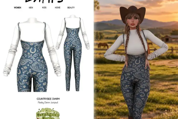 Daph's - Countryside Charm - Paisley Denim Jumpsuit
