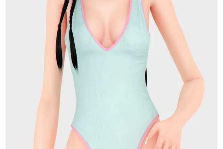 Ribbed Constrast Swimsuit