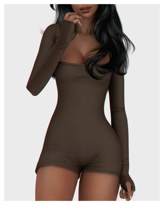 Sophie Long Sleeves Romper (Ribbed & Plain)