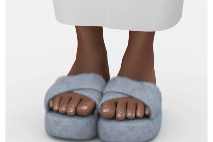 Crossed Straps Fluffy Slippers