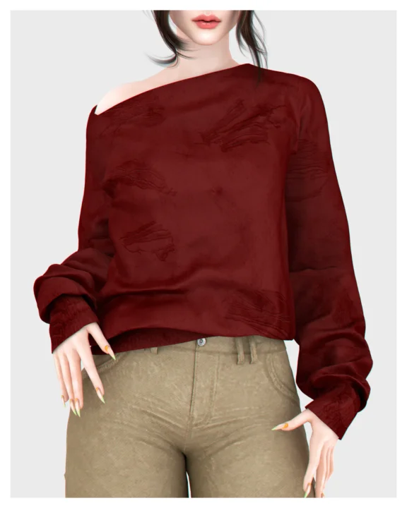 Off Shoulder Destroyed Sweater