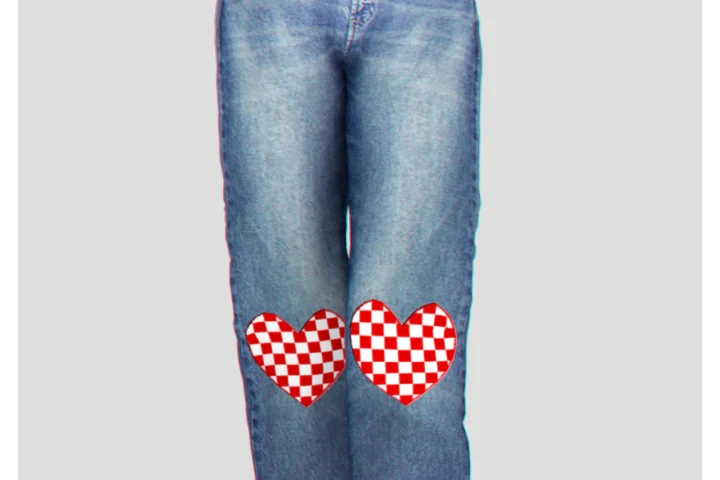 Checkered Heart Jeans Pants