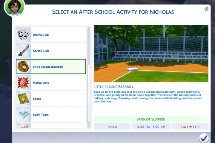 Little League Baseball School Activity