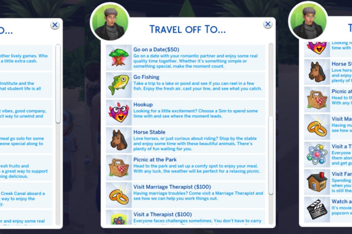 Travel off To Menu