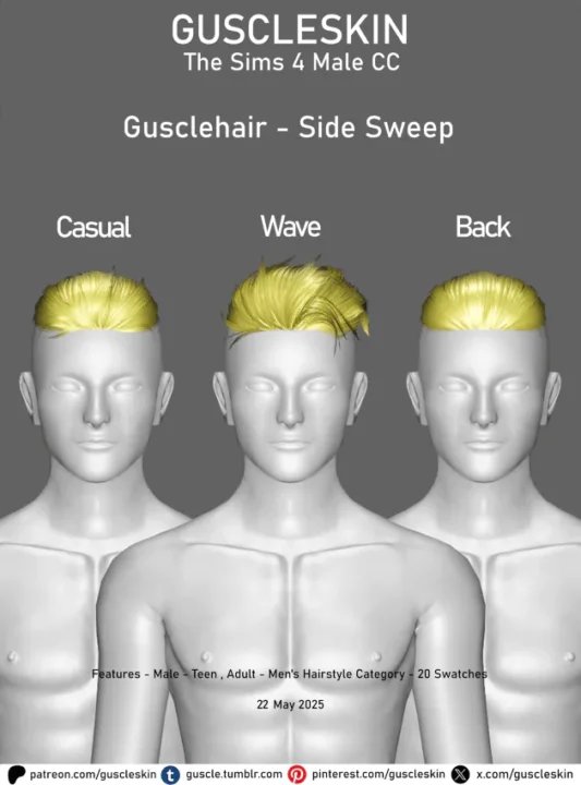 Gusclehair - Side Sweep Casual