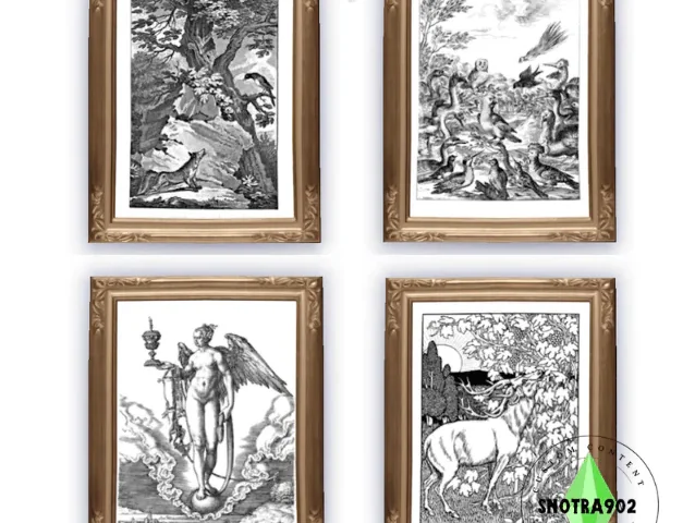 Vintage black and white paintings