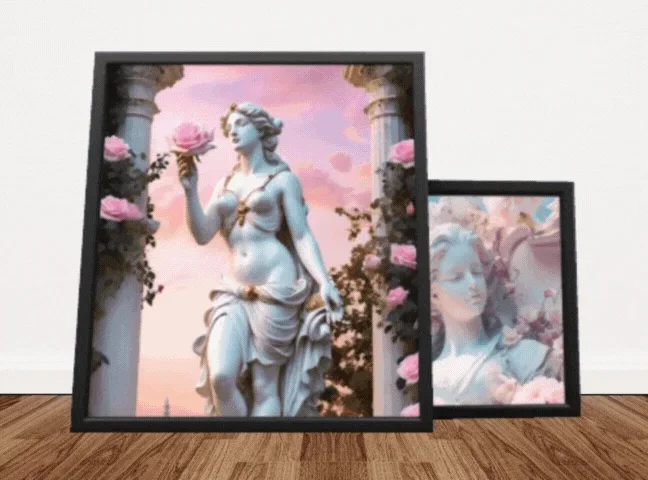 Two frames of statue paintings