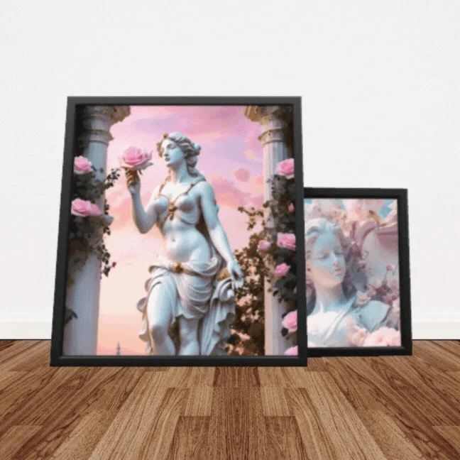 Two frames of statue paintings