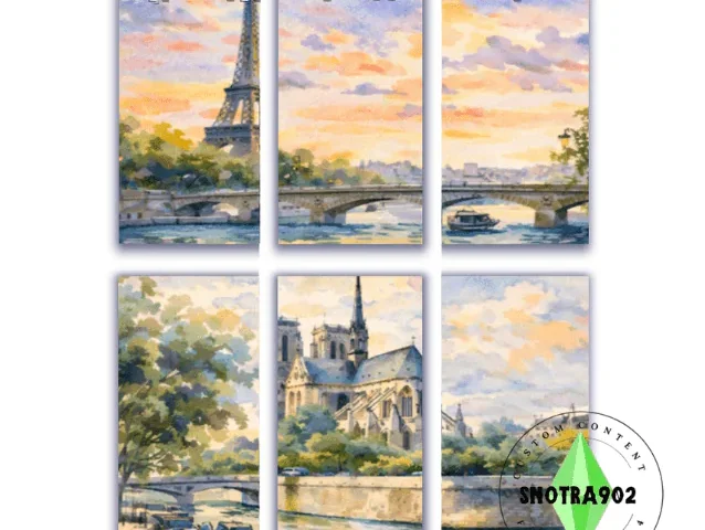 Paris Oil Painting Tryptich