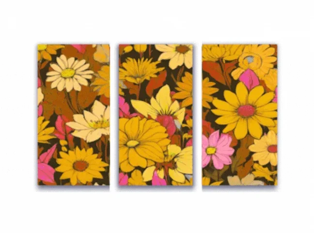 Colorful flowers tryptich