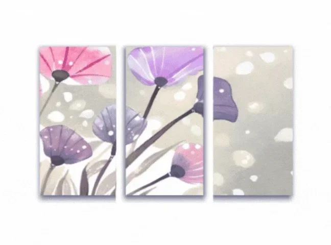Purple Flowers Tryptich