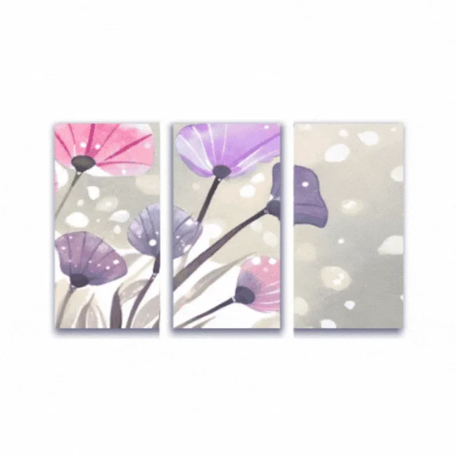 Purple Flowers Tryptich