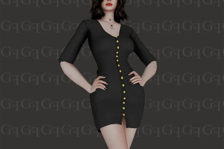GoldFish Dress with Buttons