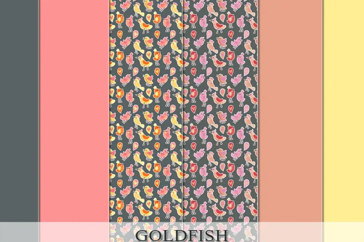 GoldFish Hearts and Birds Kids Wallpaper