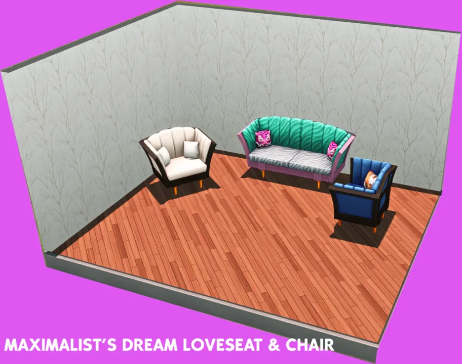 Maximalist's dream loveseat and chair