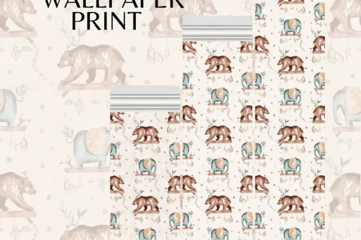 Elephant + Bear Wallpaper Print