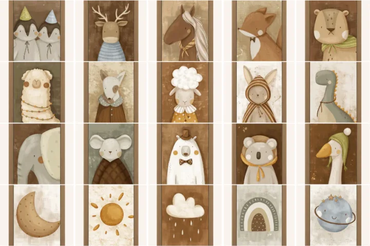 Nursery Animal Painting (30 Prints)