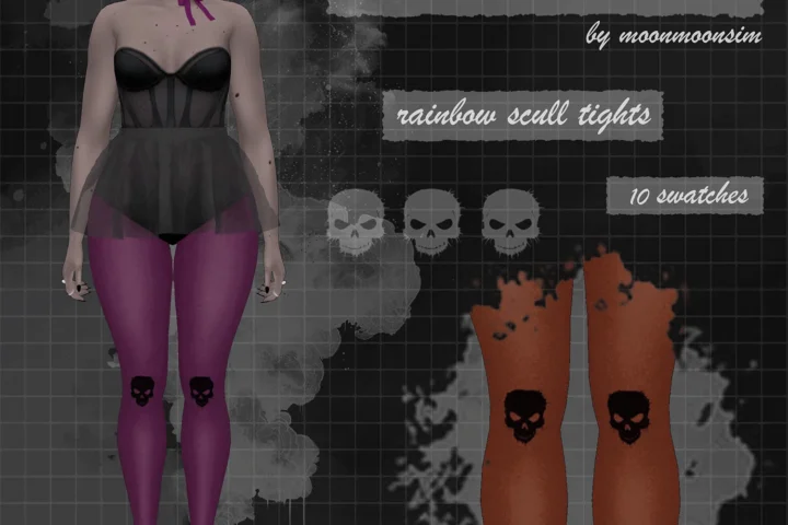 Halloween rainbow scull tights M01